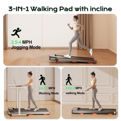 JC Walking Pad, 2.5HP Portable Treadmill with Incline under Desk Treadmill, Dealsforyoudays for Home Office with 265 Lbs Capacity,Remote Control, Led Display